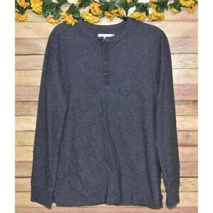 Goodfellow Men's M Standard Dark Gray Pullover Henley Sweater 1/4 Button Up Warm